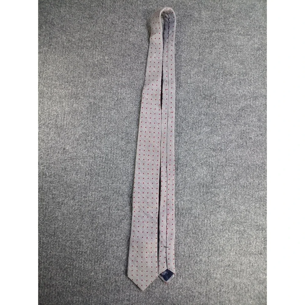 Cremieux Gray Red Polka Dot Men's Necktie Handmade USA Imported Fabric Classic